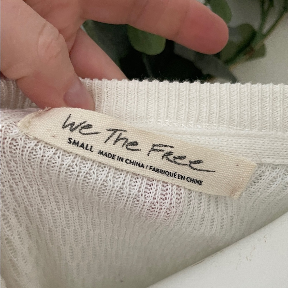 We the free colorful Striped Sleeve White Top - Picture 2 of 4